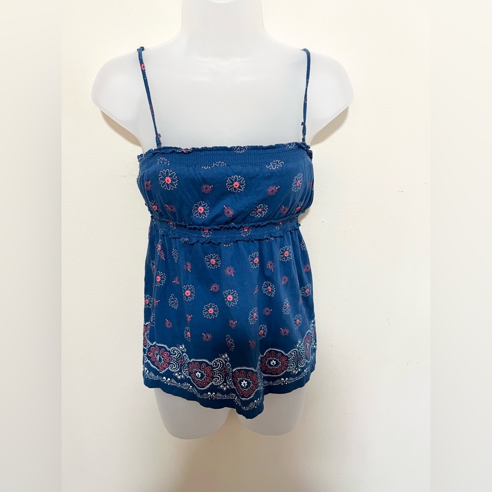 Aeropostale S Babydoll Floral Paisley Ruffle Tank Convertible Preppy Coastal